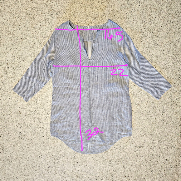 Soft Surroundings Womens Lagenlook Linen WhiteBlue Stripe Button Down Dress Sz L - Picture 10 of 10